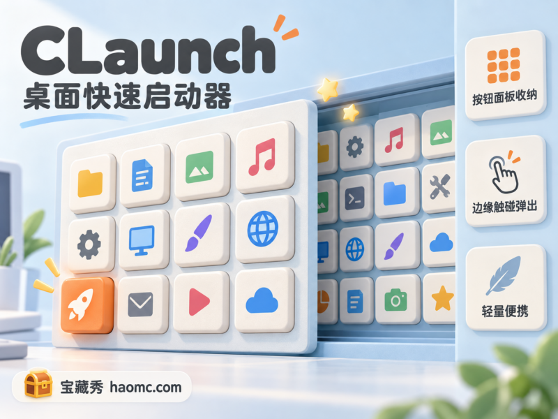 CLaunch 快速启动器:按钮面板收纳与一键呼出-宝藏秀