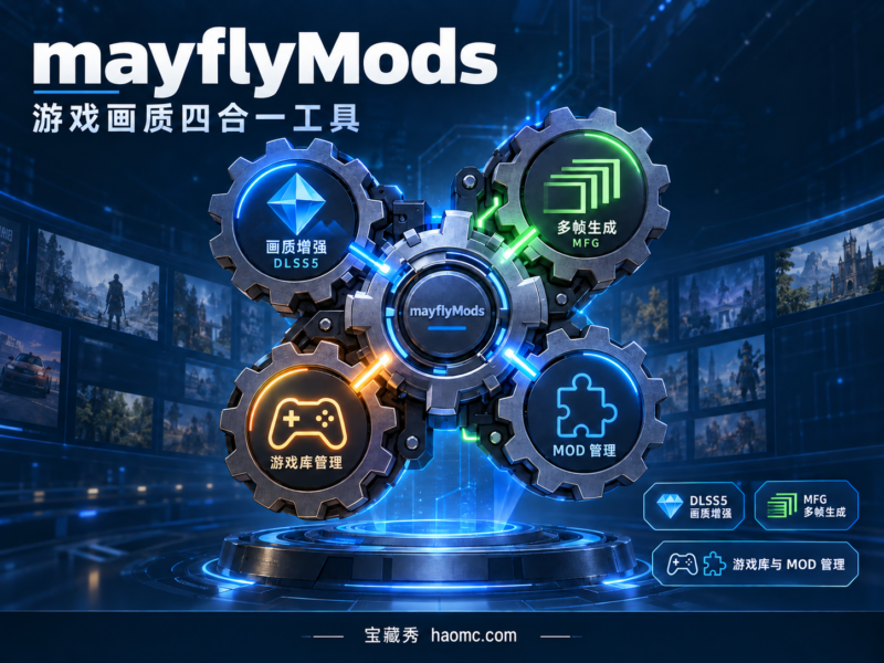 DLSS5画质增强+MFG多帧生成:mayflyMods 四合一游戏工具-宝藏秀