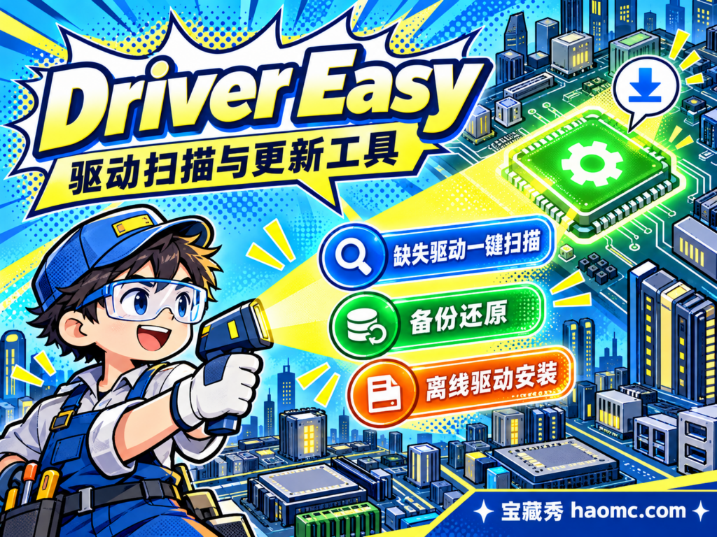 DriverEasy 驱动扫描与更新主题插画