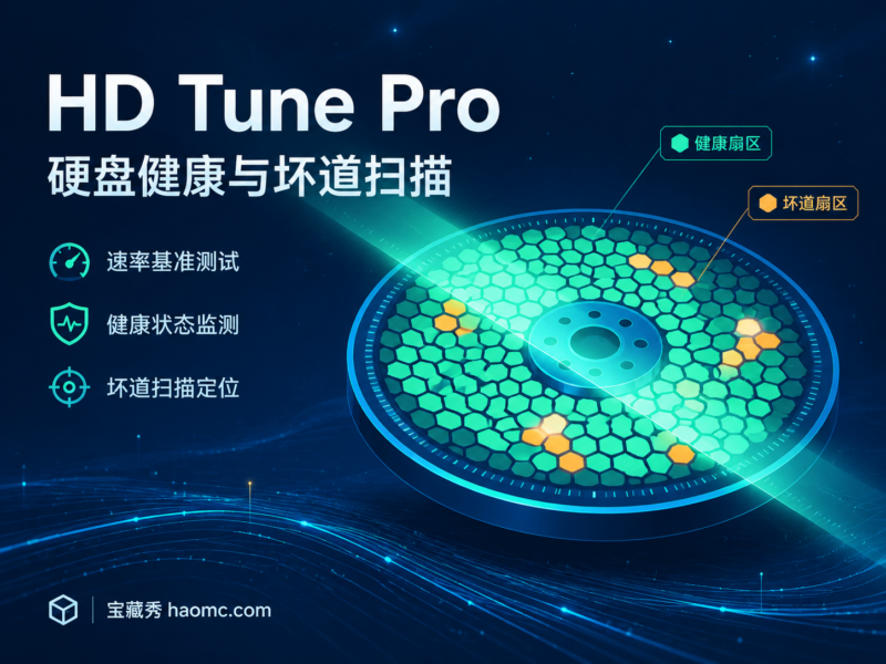 HD Tune Pro 硬盘检测工具:健康状态与坏道扫描指南-宝藏秀