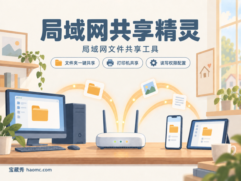 局域网共享精灵:一键配置局域网文件与打印机共享-宝藏秀