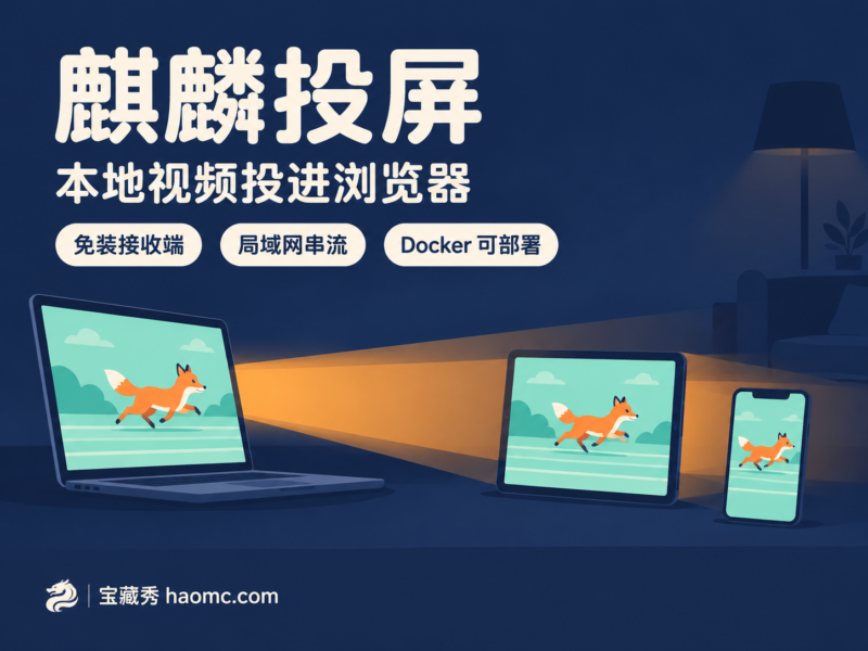 麒麟投屏:把电脑本地视频投进浏览器播放-宝藏秀