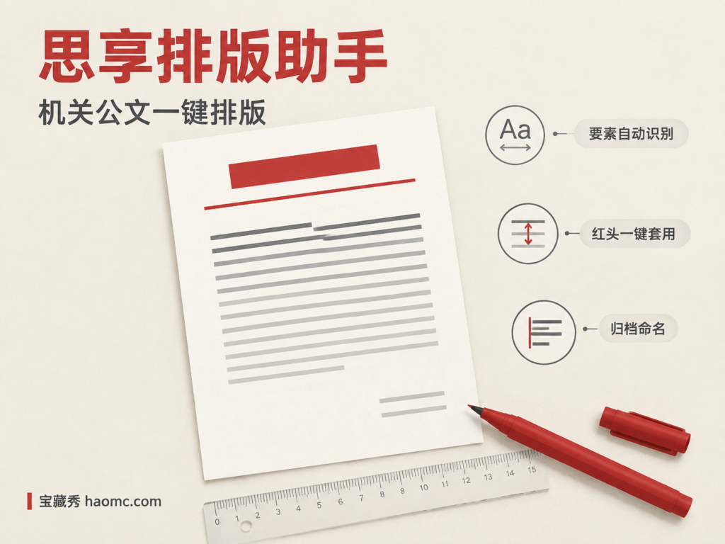 思享排版助手 机关公文一键排版与红头套红主题插画